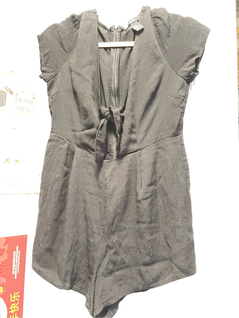 Forever 21 Black Short Romper with Zip Back